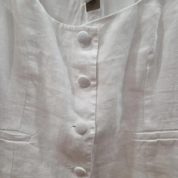 NWY J. Crew White Linen Button-Front Square-Neck Tank - Picture 6 of 9